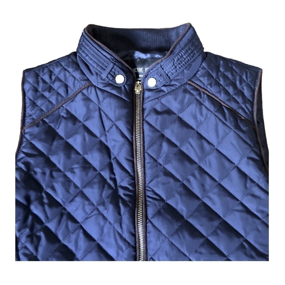 𝅺active USA Quilted Zipper Vest Navy Brown Size Medium